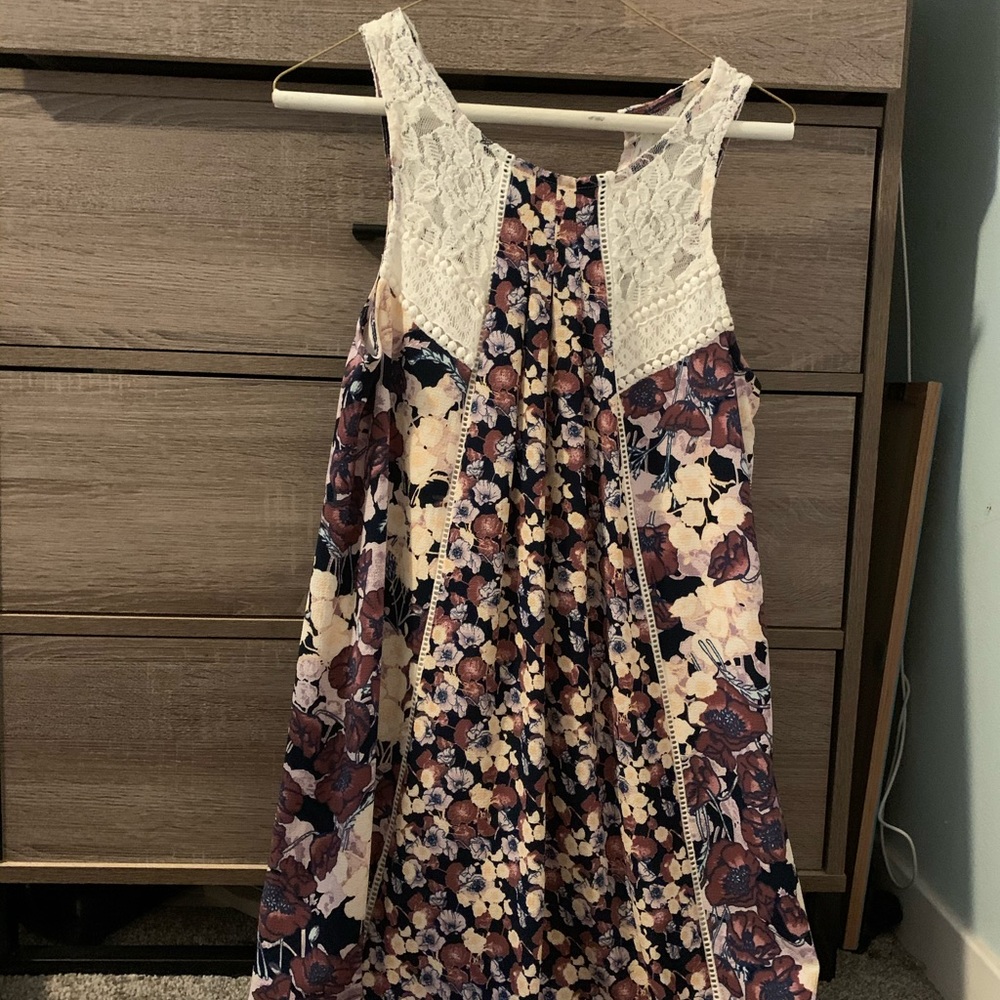 Floral with lace shouldered dress